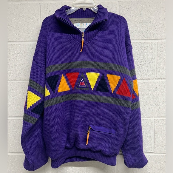 Vintage 90’s Era SOS Ski Knit Pullover Sweater - Size Large - Picture 1 of 11